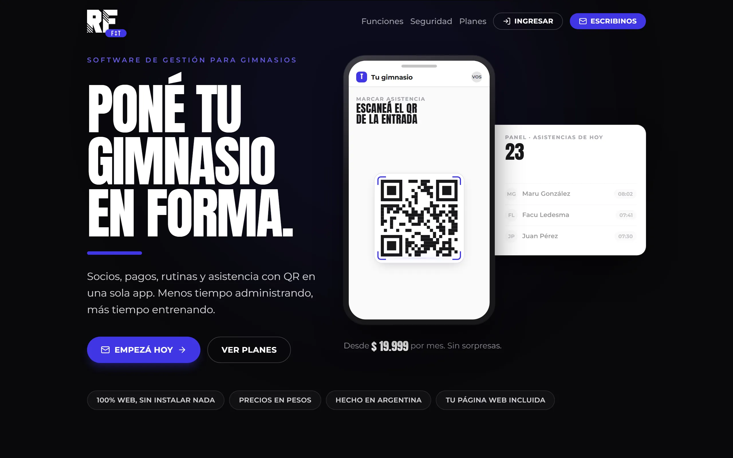 RF FIT — Gestión para gimnasios